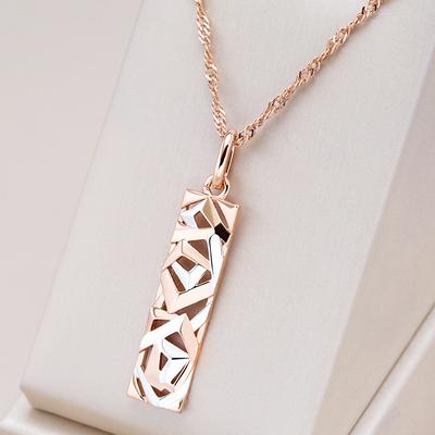 New Fashion Square Wide Pendant Necklace For Women  Rose Gold  Color Mix Boho Long Necklace Ethnic Retro Jewelry