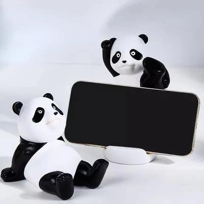 Cute Panda Mobile Phone Holder Sculpture Statue Cartoon Panda Decoration Toy Gifts Phone Bracket