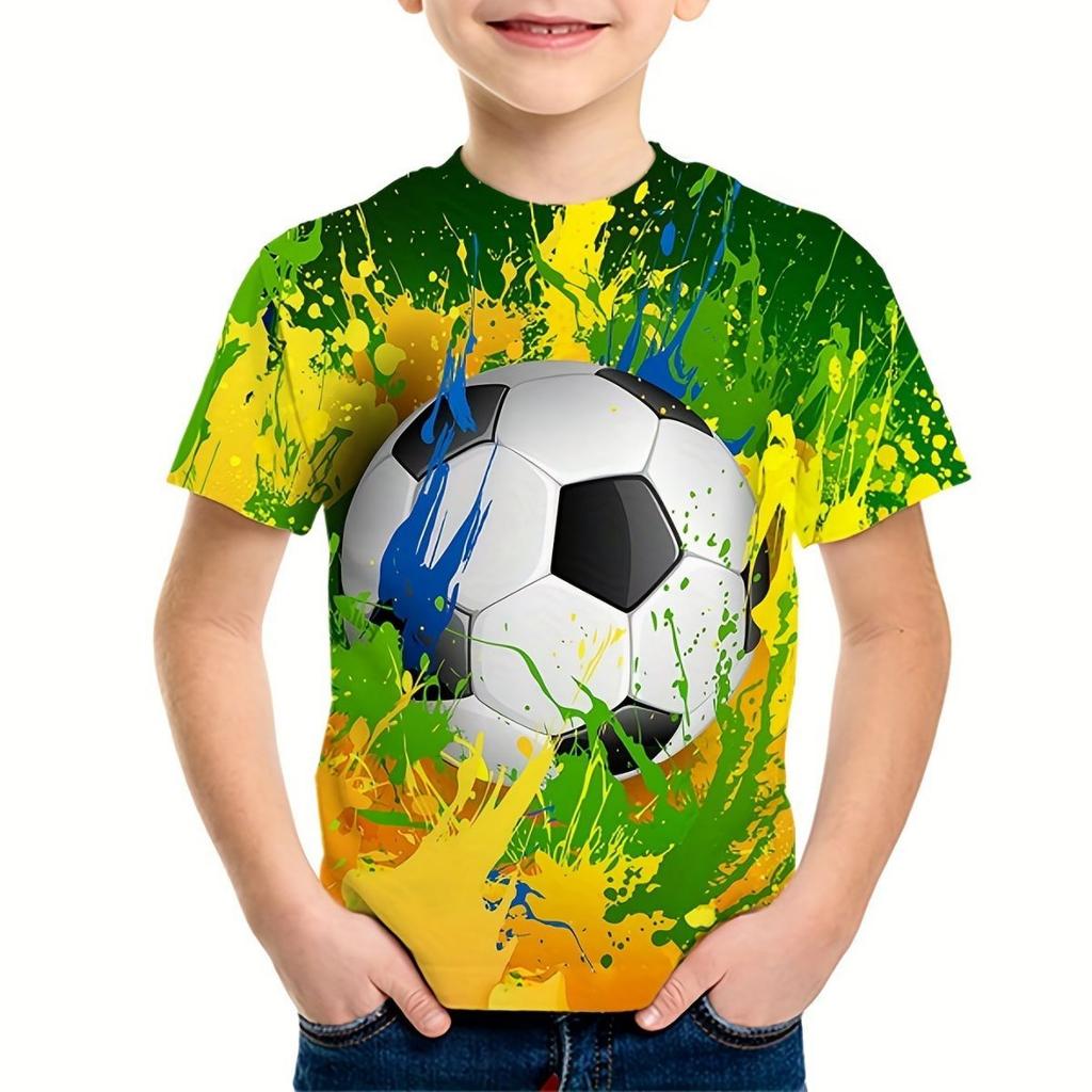 Summer Round Neck 3D Printed Top Fashionable Casual Short Sleeved Children's Boy T-shirts