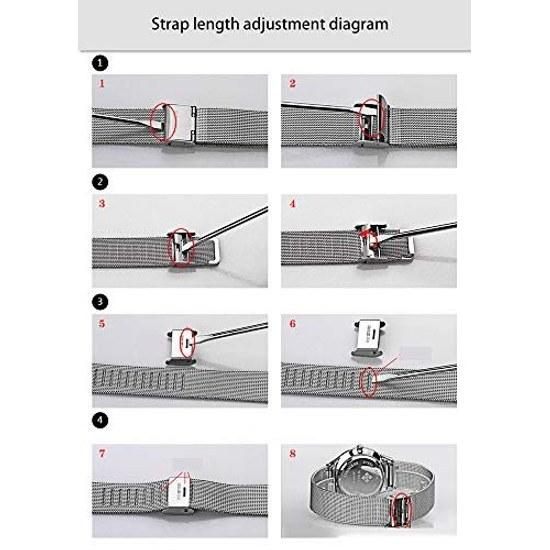 YGB Mens Wristwatch Stainless Steel Mesh Belt Casual Luxury Quartz Watch Ultra-thin Simple Waterproof Fashion White