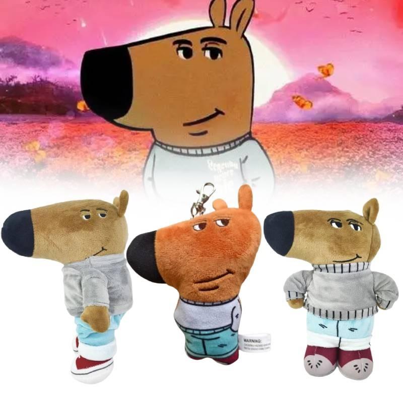 Chill Meme Guy Cartoon Dog Plush Toy Stuffed Animal Doll Kids Birthday Gift