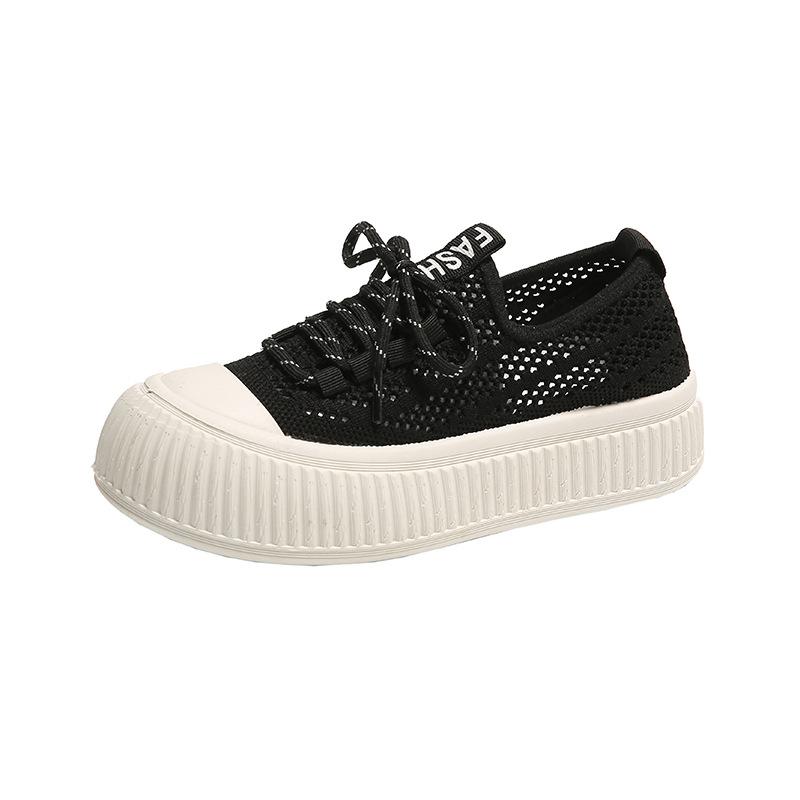 2025 summer new hollow socks shoes breathable student Japanese big head shoes ins tide Korean version of white shoes DT018