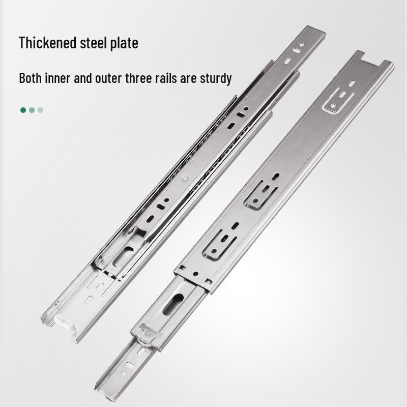 Stainless Steel Soft-Close Drawer Slides: Three-Section, Self-Opening, Silent Runners