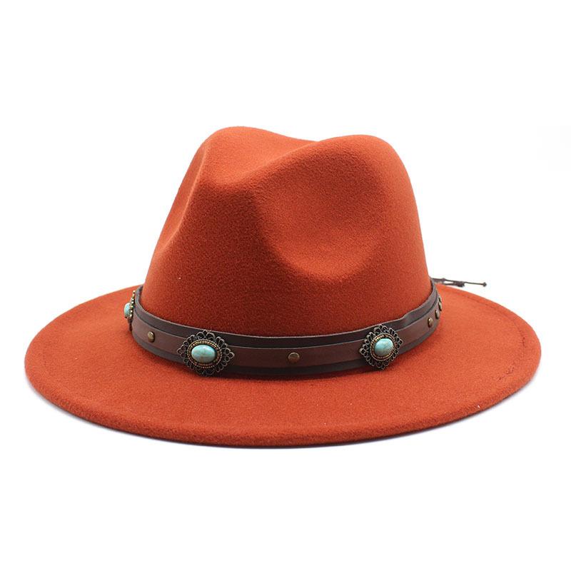 Women'S Simple Wool Top Hat White Trend Versatile Belt Men'S Jazz Hat