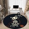 1pc Cat Skeleton Office Round Area Rug,  Mat Suitable For Office, Under Office Chairs Bedroom Living Room Home Decor, Room Deco