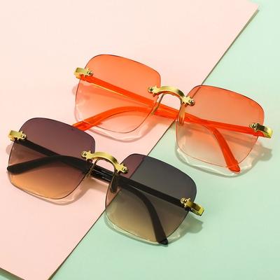 UV400 Rimless Sunglasses Vintage Women Shades Fashion Gradient Sunglasses for Summer