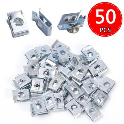 10-50 stuks Auto Roestbeschermingsklemmen Schroefgesp IJzerplaat Auto Zelfborende Schroef U-Type Klemmen voor M4 M5 Schroeven