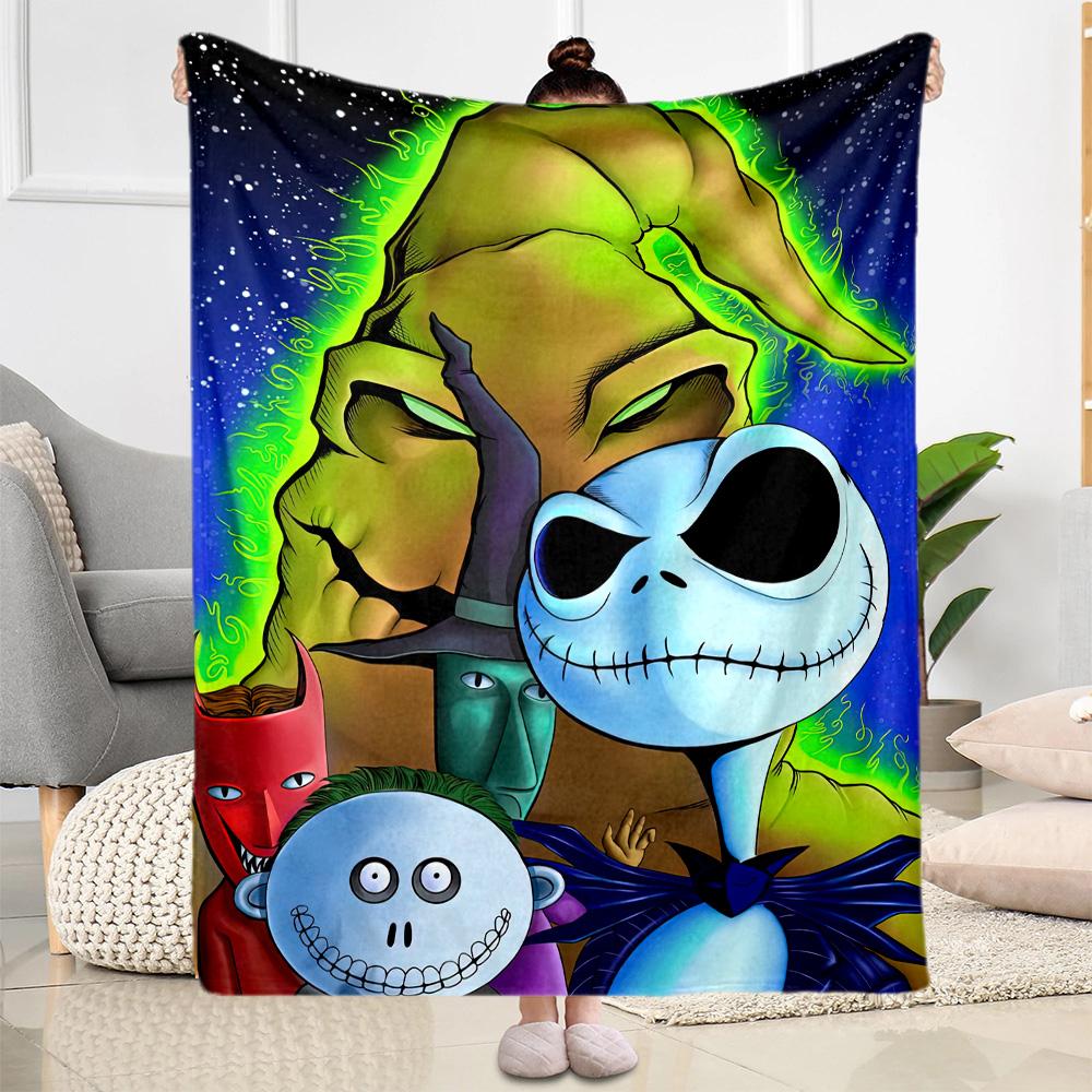 Christmas Nightmare Blanket Soft Warm Cozy Perfect for Livingroom Office Chair All-Season Use Playful Design Perfect Gift for Relatives and Friends