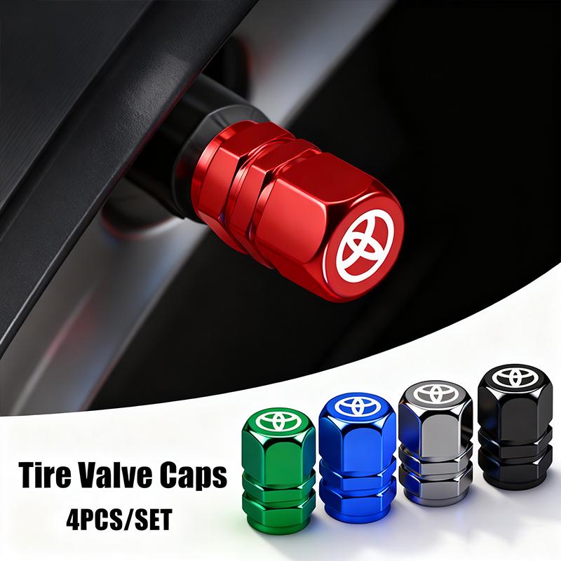 Car Tire Valve Covers Aluminum Alloy Auto Accessories For Toyota Crown Corolla Yaris Aygo Prius CHR Camry Auris Avensis 4Runner