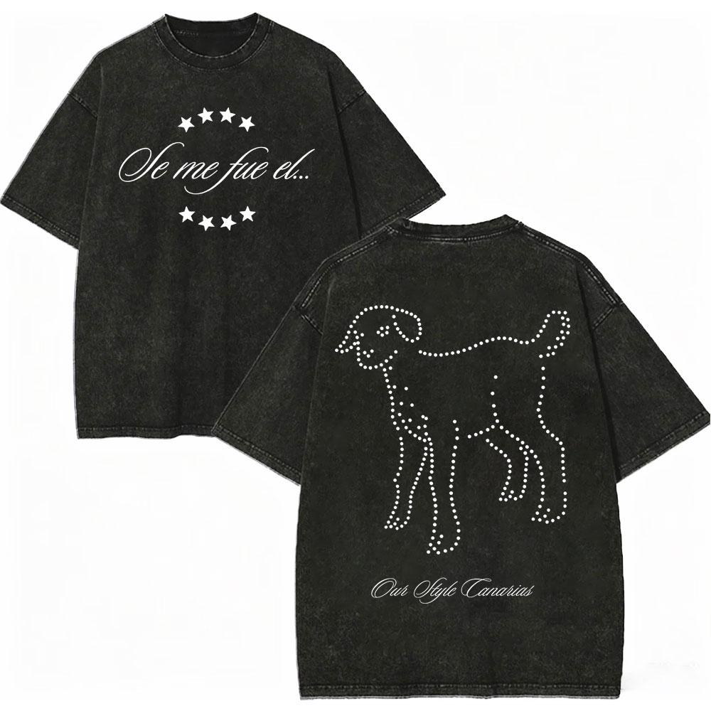 Vintage Washed Quevedo 2026 New Album El Baifo Tshirt High Street Fashion Trend Tshirts Men Women Casual Loose Cotton T Shirt