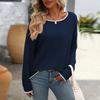 Women's Solid Color Pullover Round Neck Jump Color Core Yarn Long Sleeve Sweater Knit Sweater
