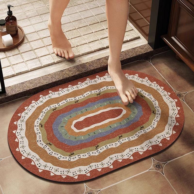 Diatomeenerde Badezimmer saugfähige Bodenmatte am Eingang des Badezimmers, schnell trocknende rutschfeste Bodenmatte für das Badezimmer