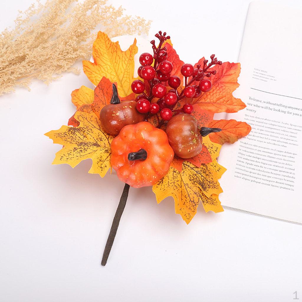 Artificial Maple Branches Vine Foliage with Pumpkin DIY Halloween Decor Kitchen Festival Table
