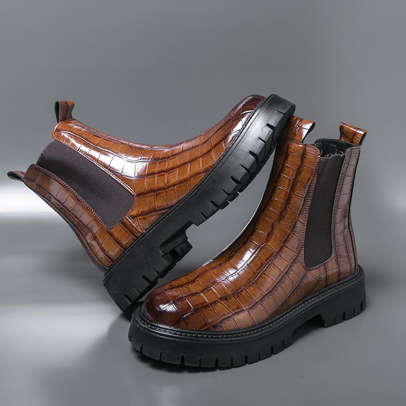 Fashion Street Style Pointed Toes Chelsea Boots Stylish Leather Ankle Boots Fashion High Top Shoes Party Business Motorcycle Boots Botas