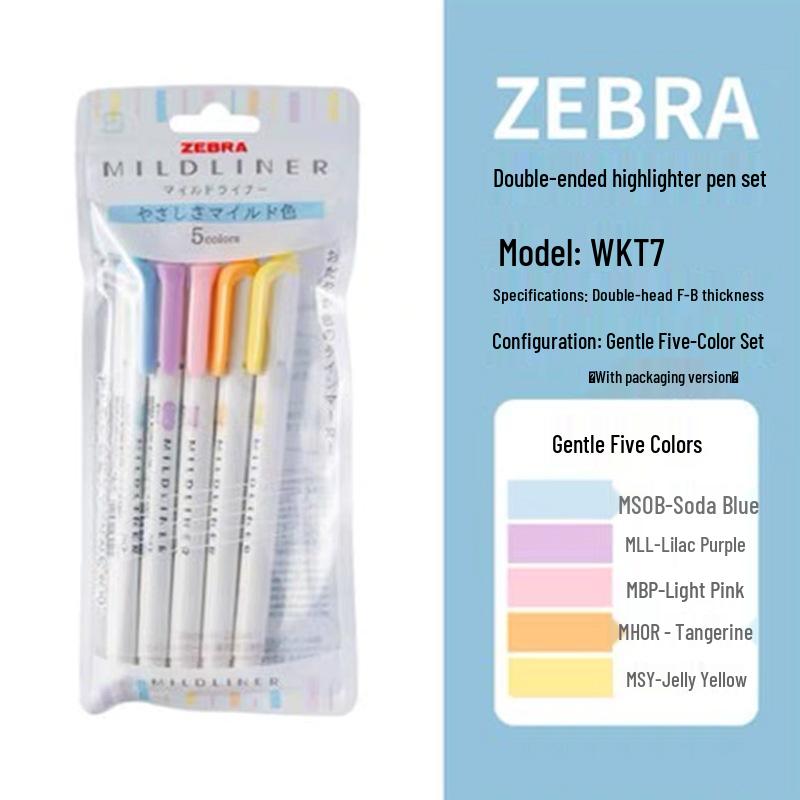 New Japanese Zebra Fluorescent Double-Ended Pens - Gentle Light Color Series for Students & Planners