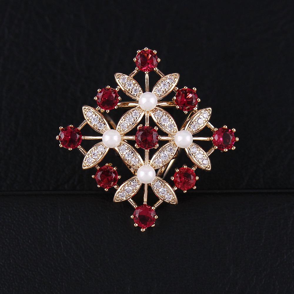 Customizable Zircon  Pearl Silk Scarf Buckle for Women - Elegant Three-Ring Design
