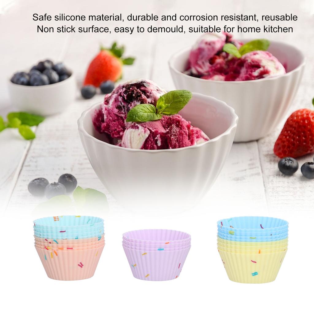 20Pcs Silicone Cupcake Mold Non Stick Reusable Baking Molds for Muffin Biscuits Cheese Cake Pastries