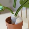 Bathroom Organizer with Monstera Design Self Adhesive Toothbrush Holder and Mirror Mounted for Accessories