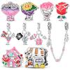 Copper Rose Bouquet Bead Pendants Charm Jewelry Fits Genuine Bracelets Necklaces For Women DoItYourself Gifts