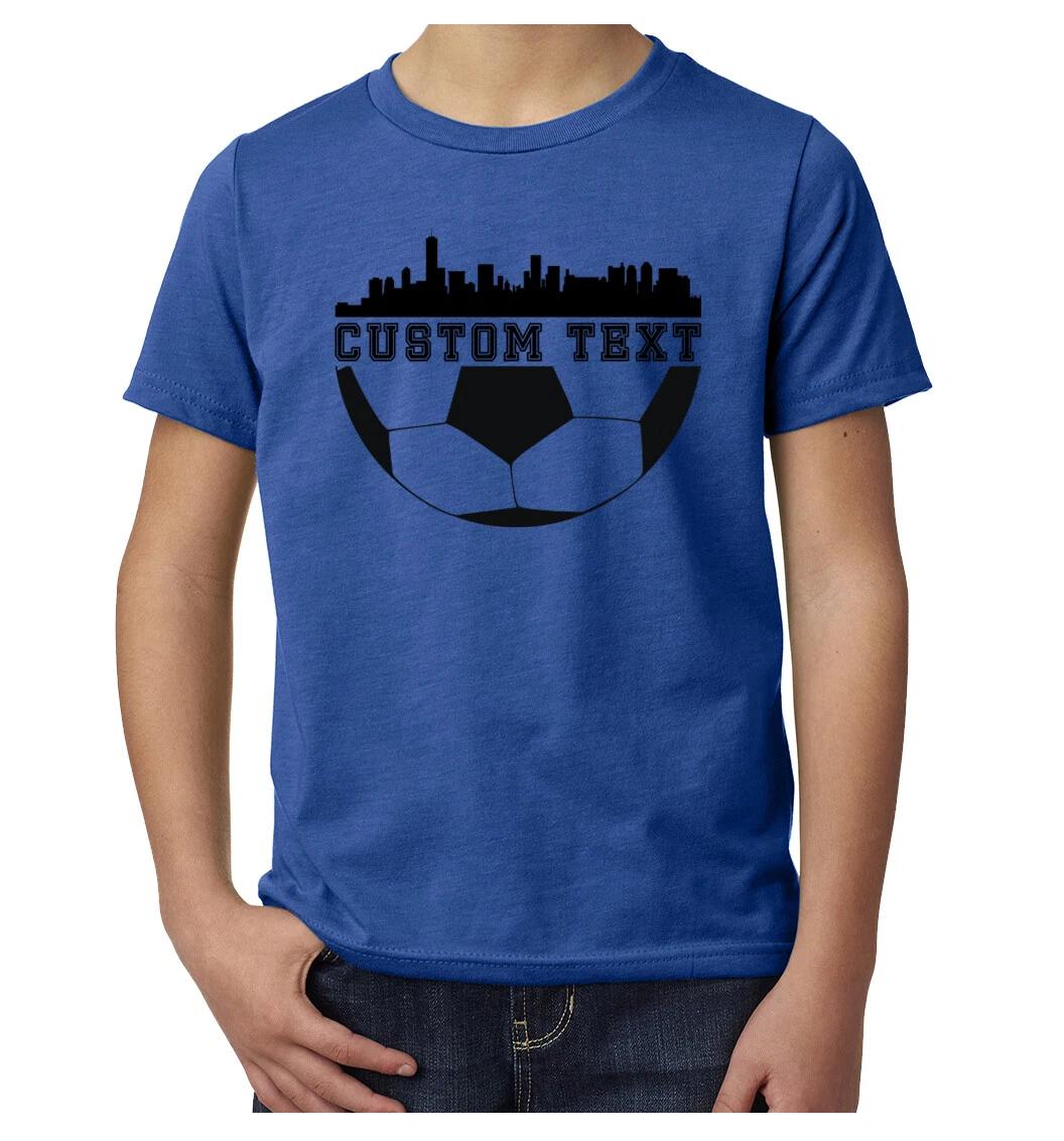 Custom Soccer kids boys T-Shirt with City Skyline Kids personalized soccer kids boys T-Shirts 150