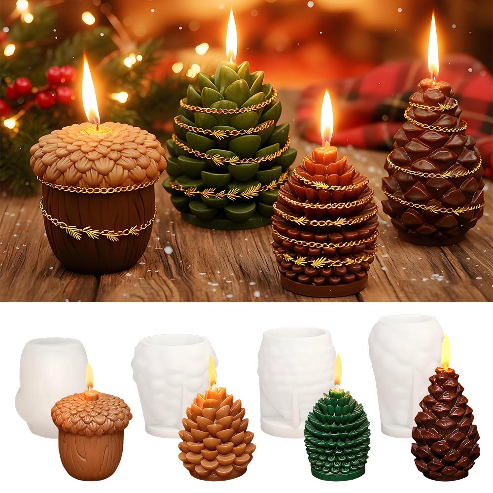 3D Pine Cone Silicone Candle Mold DIY Christmas Pinecone Aromatherapy Plaster Candle Making Mold Acorn Cone Handmade Home Decor