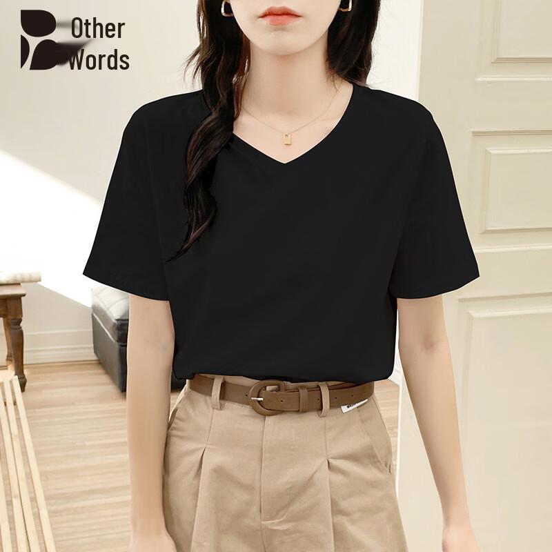 

Women s Loose Fit V-Neck Cotton Blend T-Shirt L