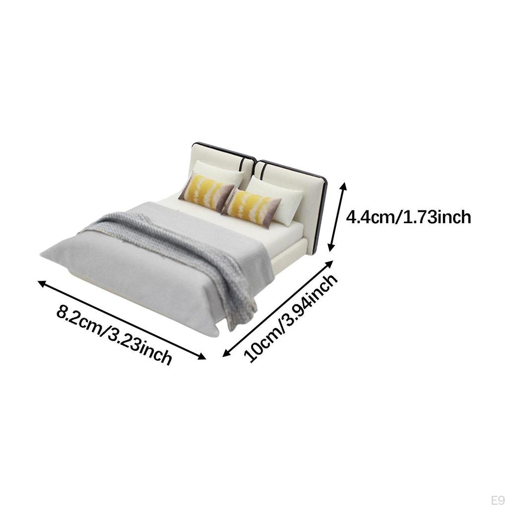 1:20 Dollhouse Bed Scene Decoration, Realistic Miniature Furniture for Chinese Role Play, Bedroom