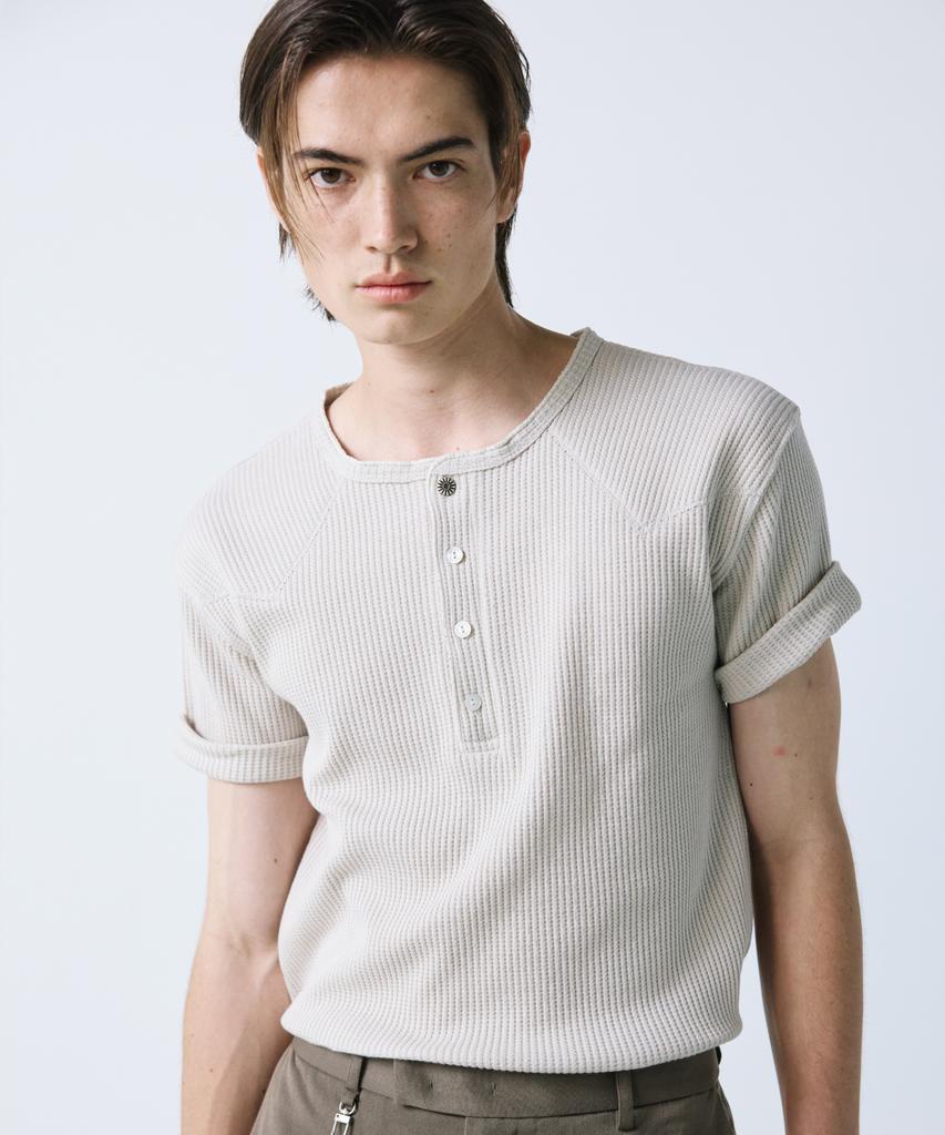SSY Western York Waffle Henley Neck Half Sleeve Slate