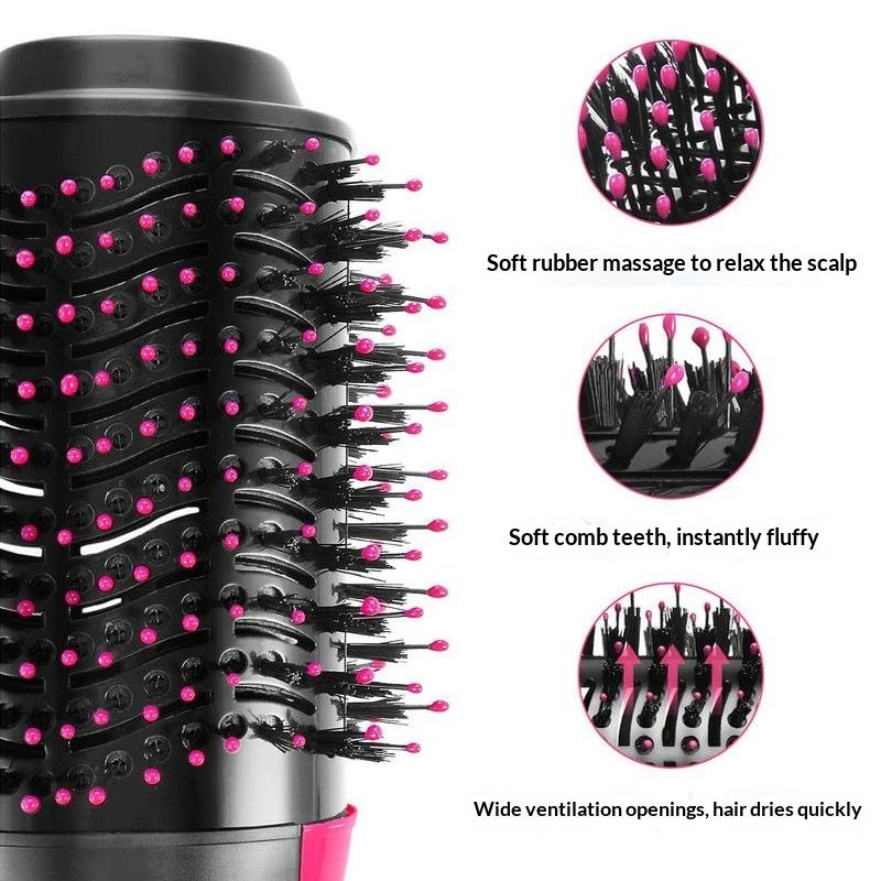 3 In 1 Electric Hair Dryer Brush for Efficient Drying, Multi-function Hot Air Negative Ion Hair Straightener Comb Brush