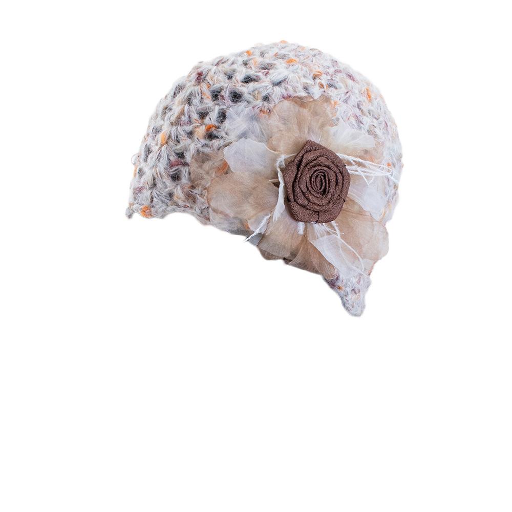 Atmosphere Handwoven Flower Baotou Hat Female Early Autumn Hollow Fairy Wind Sweet Versatile Wool Hat Tide