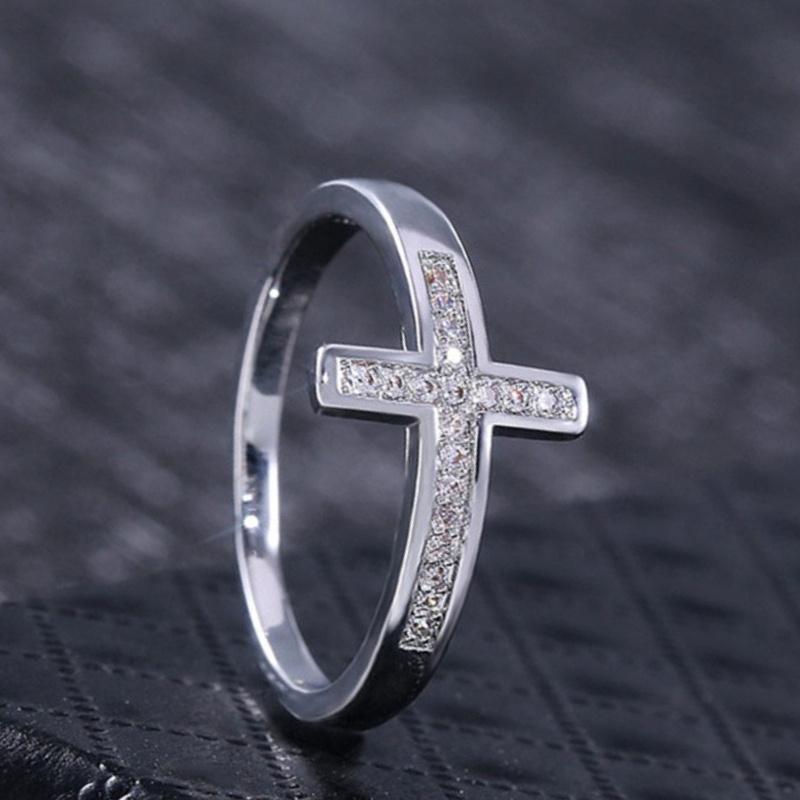 New Fashionable Personalized Micro inlaid Zircon Cross Women's Ring