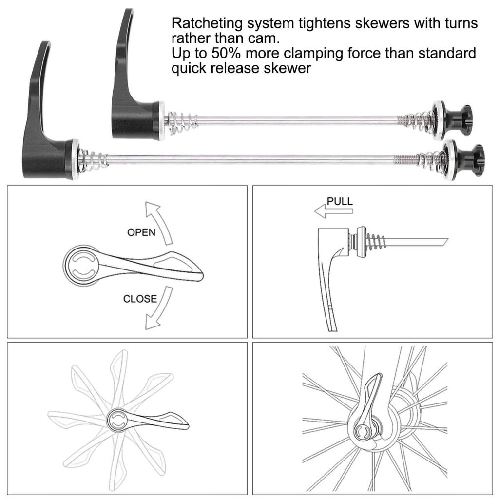 Stainless Steel Axle CNC Alloy Skewers for Mountain Bike Bicycle Quick Release (black 100 135)