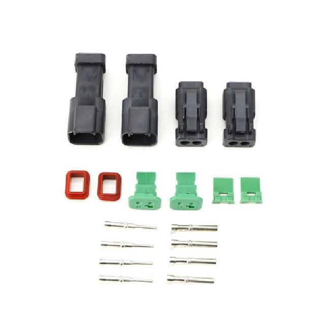 Set 2 Deutsch DTP 2-Pin Waterproof Connector Kit with 12-14 Gauge Solid Contacts