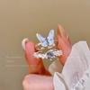 Ins Cold Wind Ice Blue Broken Diamond Butterfly Flower Light Luxury Open Ring Women's Simple Fashion Stacked Ring