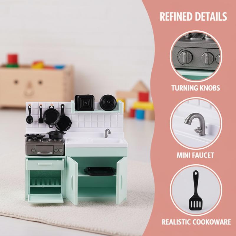 1 Set Compact Kitchenware Kit Mini Model Stove Kitchen Scene Simulation Children'S Doll Play Home Toy Ornament For Playtime Fun