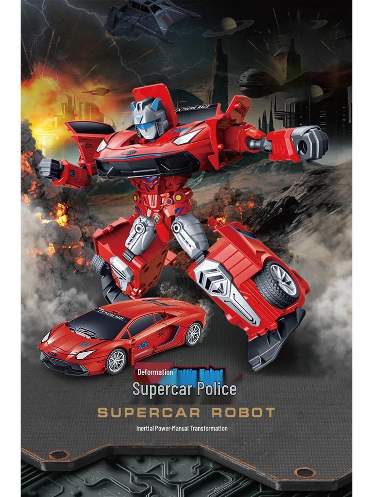 Transforming Robot Car Model - Inertial Power Warrior Toy for Boys