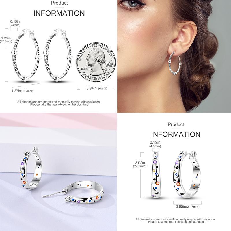 Original 925 Sterling Silver Earrings Simple Versatile Big Circle Hoop Earrings For Women Wedding Engagement Birthday Gift