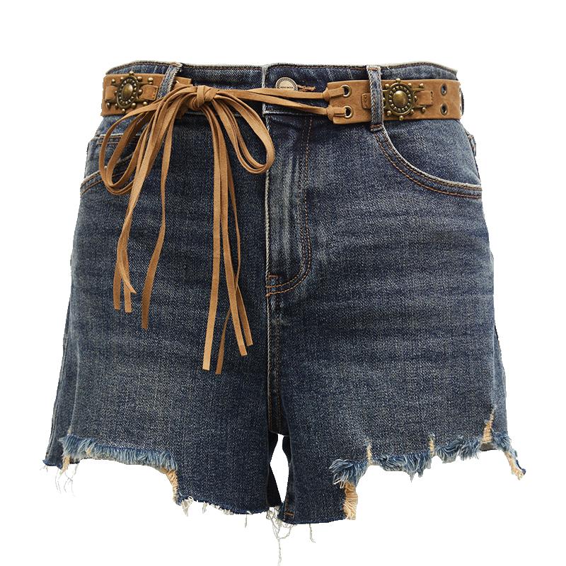 VEROMODA Women s Washed Distressed Fringe Denim Shorts L