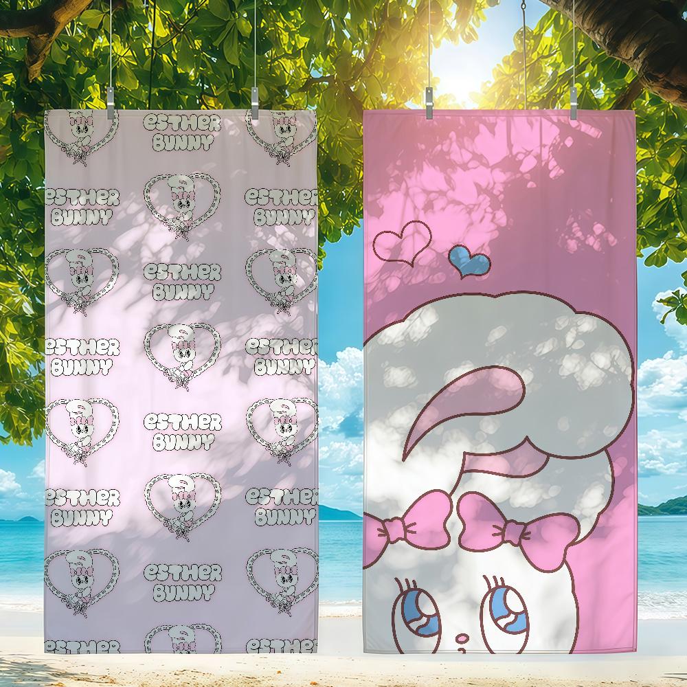 Brand E-Esther Cute B-Bunny Rabbit Beach Towel Travel Lightweight Skin Friendly For Pool Beach Camping Cruise Summer