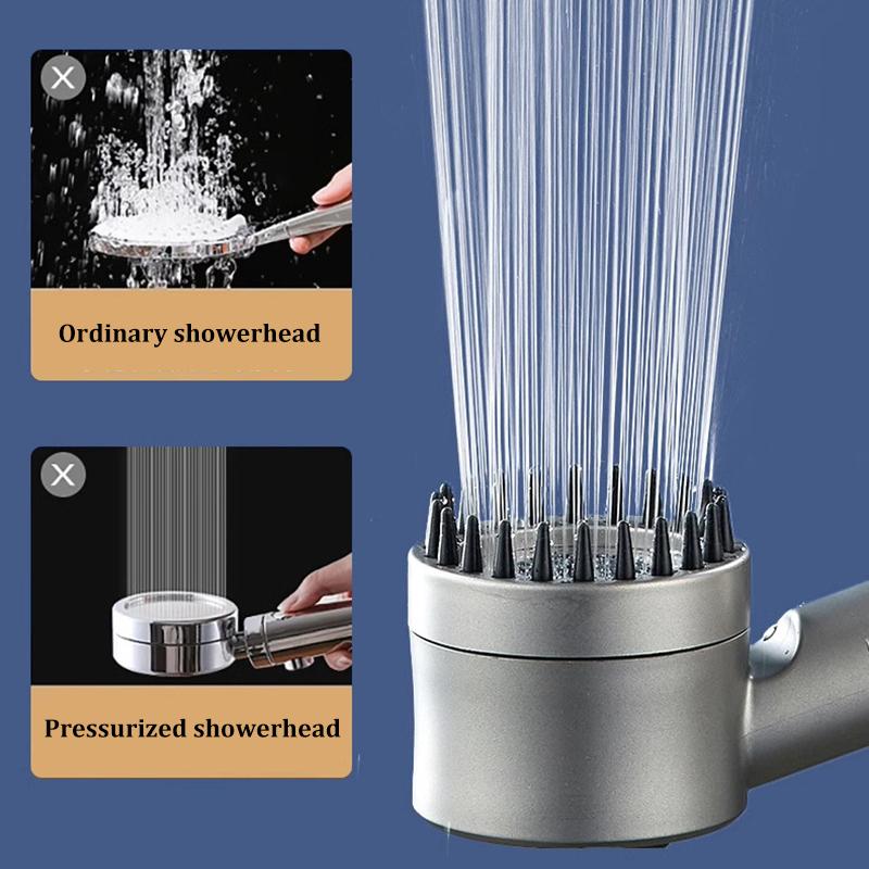 High Pressure Filter Shower Head 3 Modes One-key Stop Water Massage Clean Powerful Pressurized Shower Nozzle