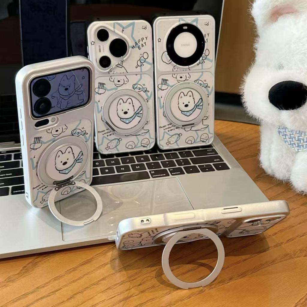 Cute Puppy Holder Mobile Phone Case, Suitable for Iphone16promax Apple 17 Mobile Phone Case, Electroplating Becomes Soft Case In Seconds