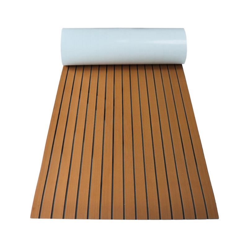 Foam Marine Decking Mat with Adhesive Underside, High-Density Cushioning and Grooved Texture for Direct Placement