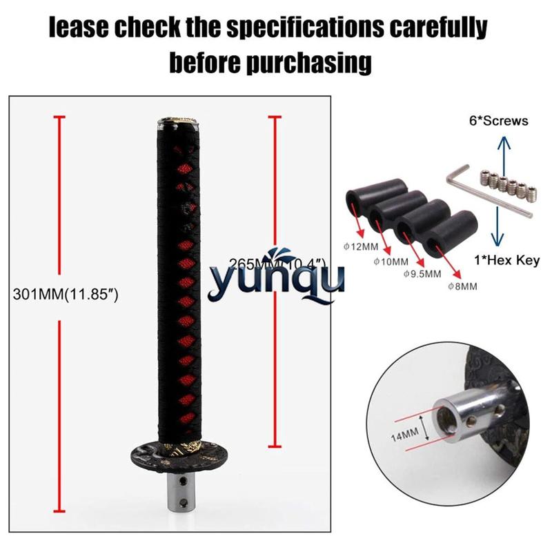 Katana Shift Knob Sword for Automobile Spare Part Speed Chrome Samurai Sword Sword Handle 265MM Lengthen Black+Red Color