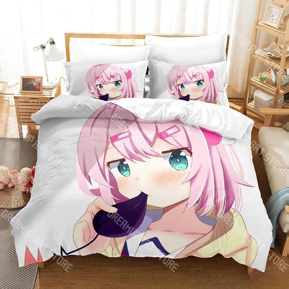 Fashion Anime Girls The Demon Girl Next Door Bedding Set Single Twin Full Queen King Size Bed Set Kids Bedroom Duvetcover Set
