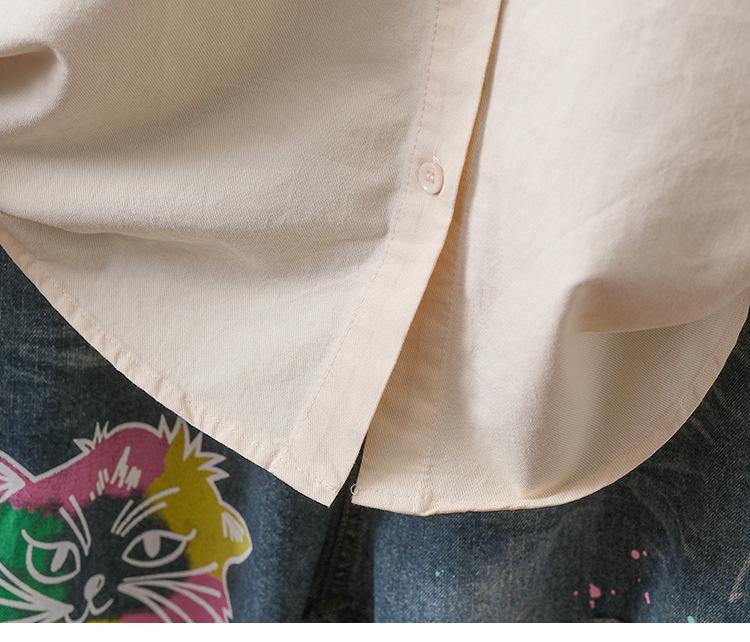 Women's Casual Korean Style Cotton Shirt Jacket - Loose, Slimming, Artistic, Lapel Design for Spring