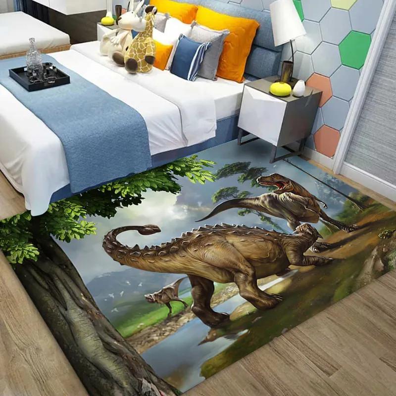 3D Dinosaur Carpet Cute Animal Rug Jurassic Park Floor Mat For Kitchen Bathroom Entrance Hallway Decor Living Room Tea Table Mat