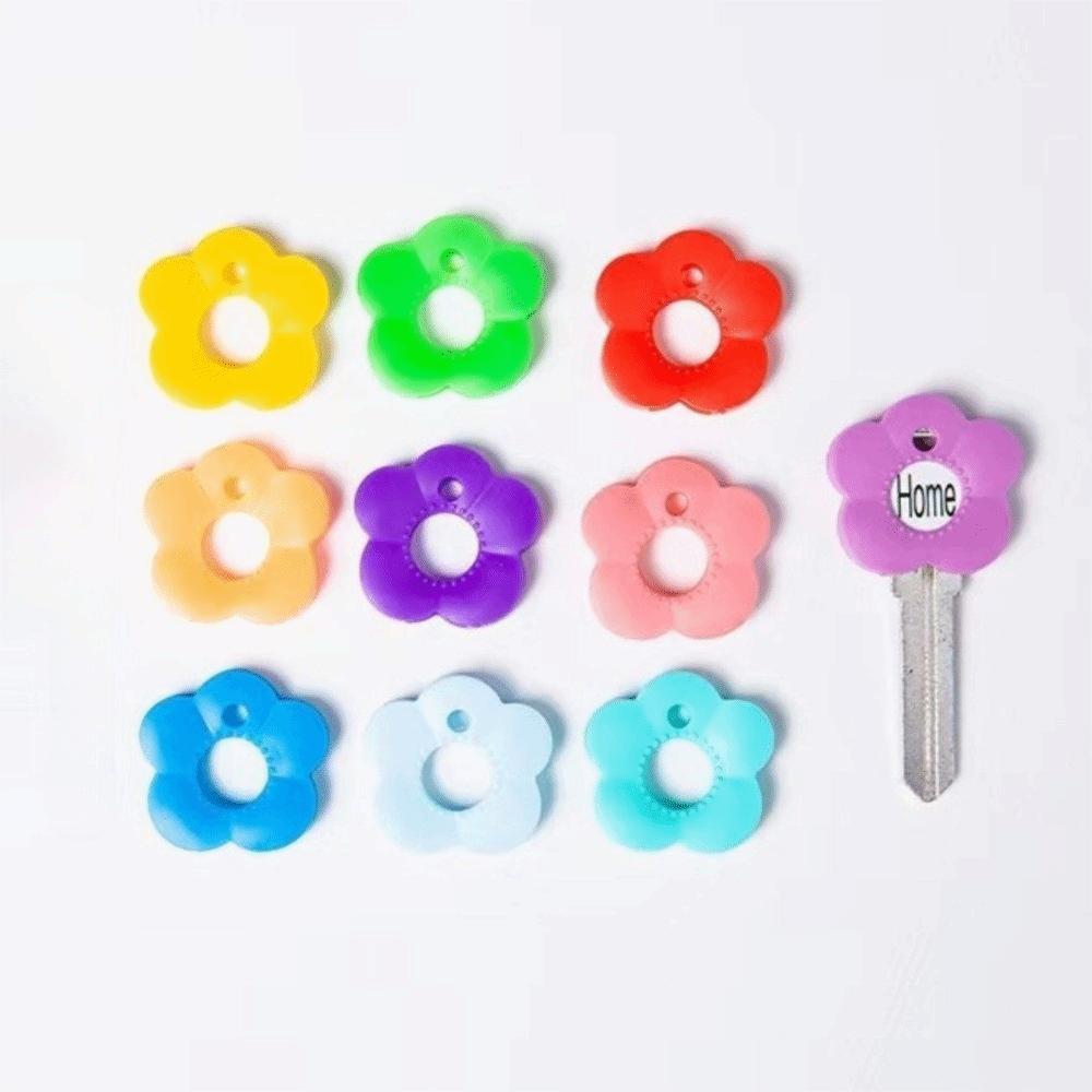 Key Distinguish Key Cap Cover Flower Shape Multi-color Key Sleeve Silicone Key Sleeve Key