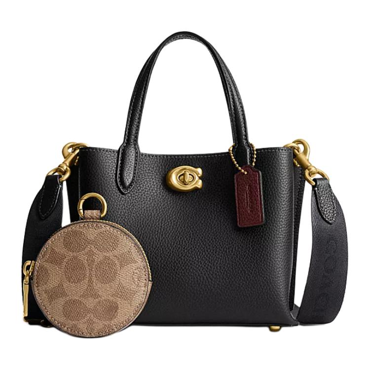 

Coach Willow 18 Brand Logo Detachable Shoulder Strap Pebbled Leather Tote Bag Shopping Bag Shoulder Crossbody Handbag Small Women Tote CW549-B4M2 Basic Set (Bag+Dust Bag)