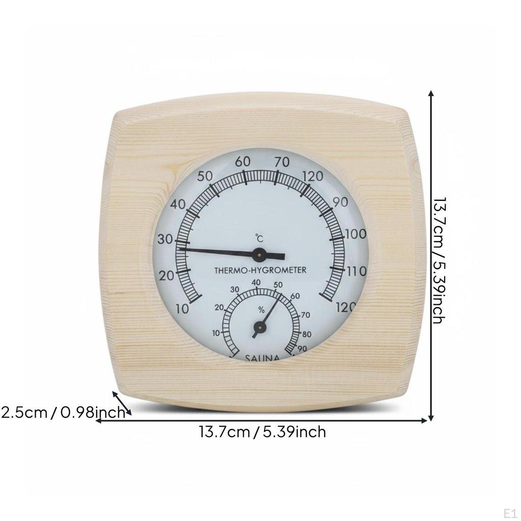 2 in 1 Sauna Temperature Hygrometer Easy to Read TemperatureHygrometer Wood Look Humidity