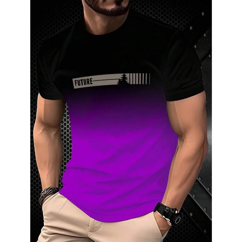 New men's summer fashion casual loose round neck short sleeved T-shirt top